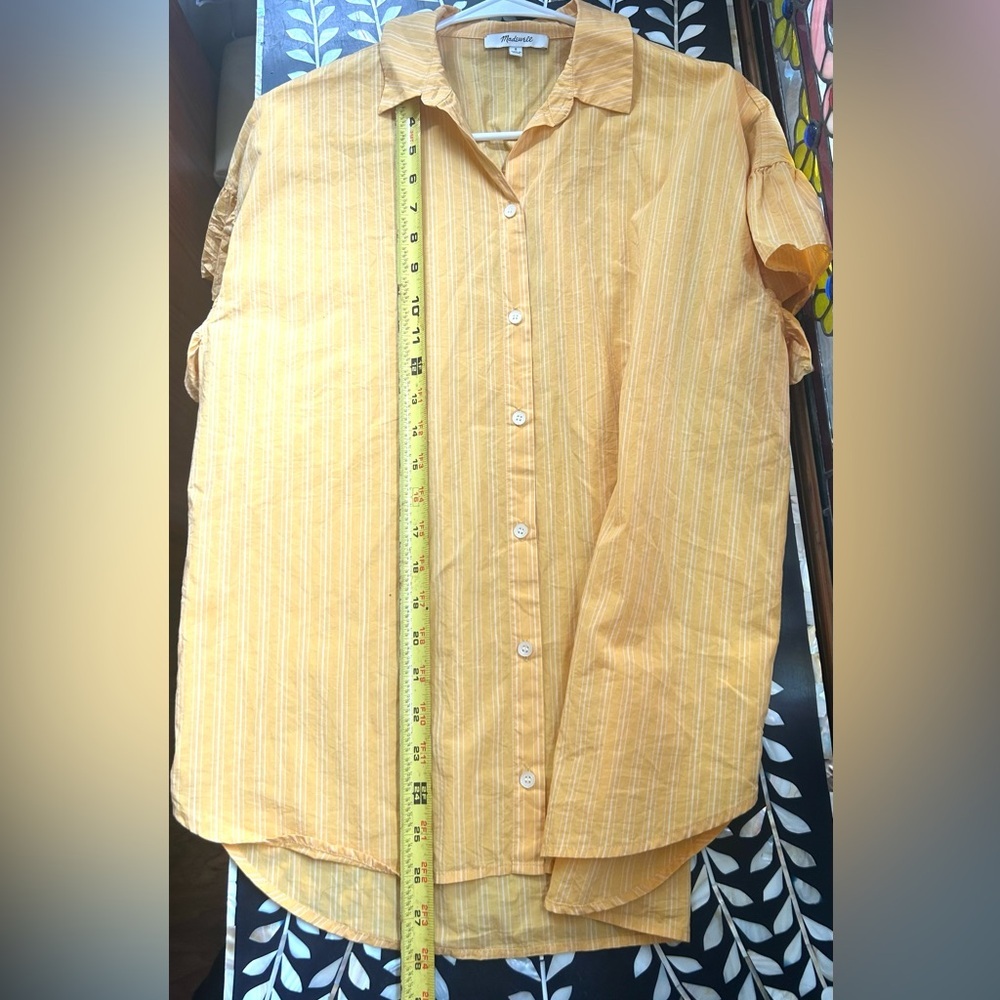 Madewell‎ Yellow Striped Button Down Shirt Top S Summer Wardrobe Minimalist Chic - Picture 7 of 9